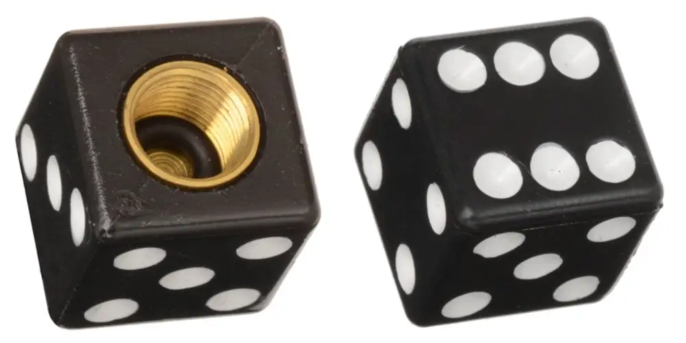čepičky ventilků Lucky Dice, OXFORD (černé, pár) Ihned K Objednání