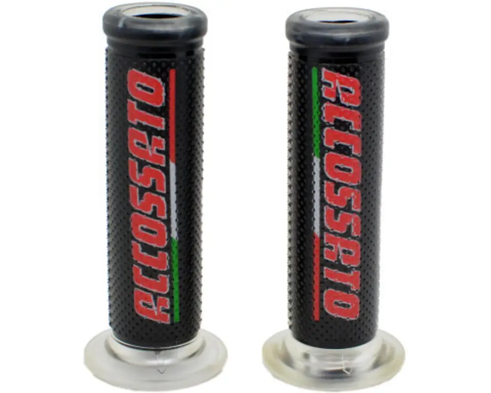 Pár závodních rukojetí ACCOSSATO GR002 s červeným znakem ACCOSSATO - Made in Italy Expresní Doručení