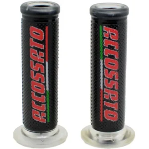Pár závodních rukojetí ACCOSSATO GR002 s červeným znakem ACCOSSATO - Made in Italy Hit Sezóny