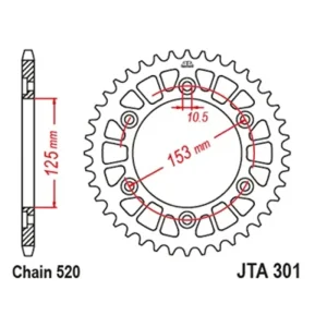Speciální Cena Hliníková řetězová rozeta JT JTA 301-39BLK 39 zubů, 520 černá