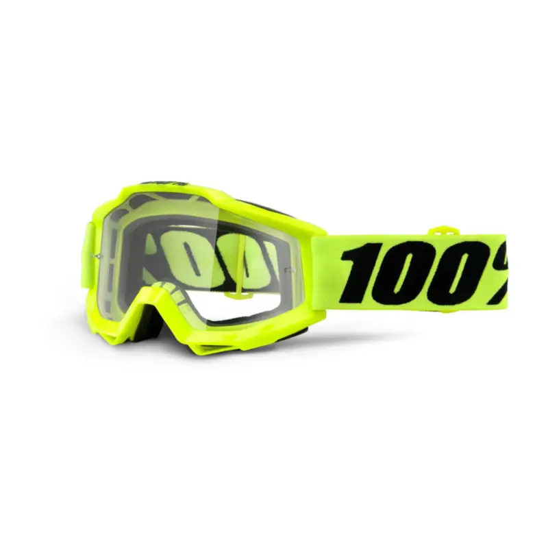 100% brýle ACCURI Fluo Yellow čiré plexi s čepy pro slídy Zlevněný