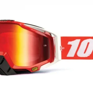 100% brýle Racecraft Fire Red, 100% (červené chrom plexi + čiré plexi + chránič nosu +20 strhávaček) Autentický