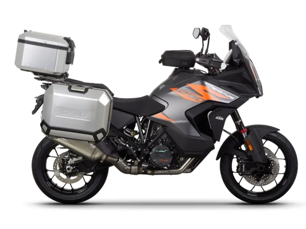 Originální Kompletní sada hliníkových kufrů SHAD TERRA, 37L topcase 36L/47L boční kufry, včetně montážní sady a plotny SHAD KTM Super Adventure 1290 (R, S)