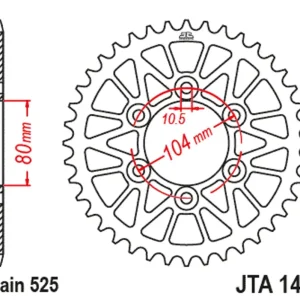 Víkendová Akce Hliníková řetězová rozeta JT JTA 1489-41BLK 41 zubů, 525 černá