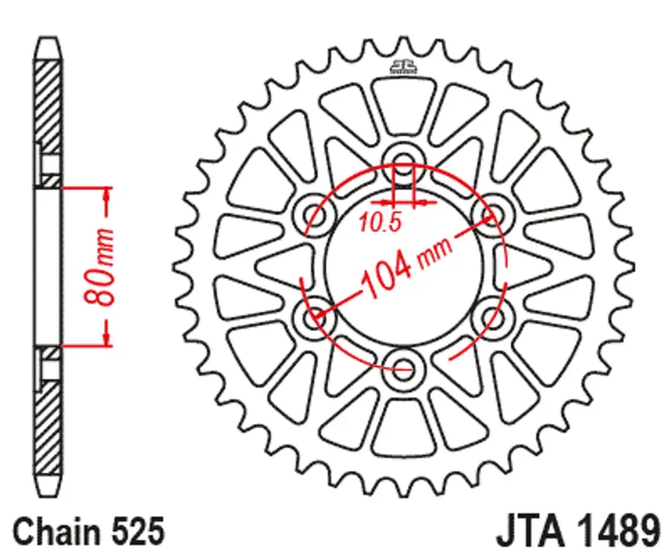 Víkendová Akce Hliníková řetězová rozeta JT JTA 1489-41BLK 41 zubů, 525 černá