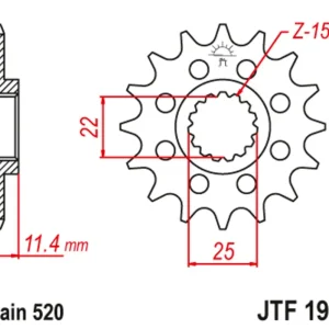 Rychlé Dodání Řetězové kolečko JT JTF 1902-16 16 zubů, 520