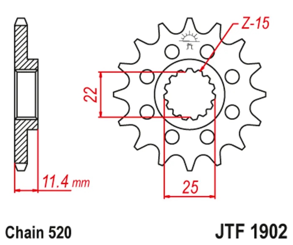 Rychlé Dodání Řetězové kolečko JT JTF 1902-16 16 zubů, 520