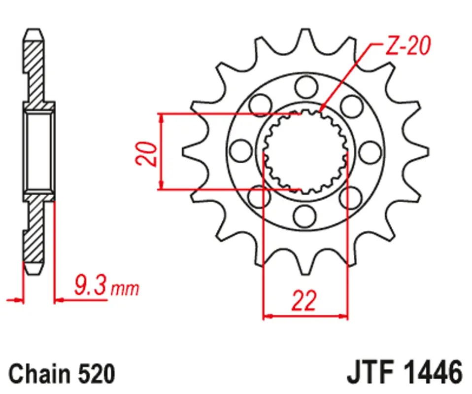 Tovární Cena Řetězové kolečko JT JTF 1446-13 13 zubů, 520