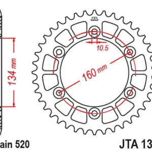 Akční Cena Hliníková řetězová rozeta JT JTA 1308-45GLD 45 zubů, 520 zlatá