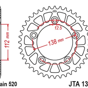 Tovární Cena Hliníková řetězová rozeta JT JTA 1316-45GLD 45 zubů, 520 zlatá