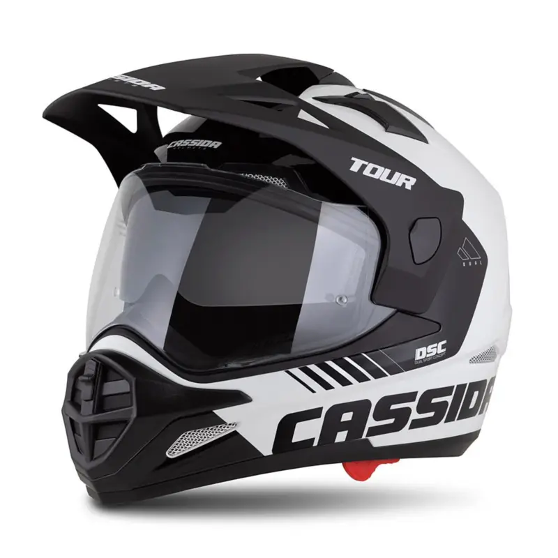Nízká Cena CASSIDA Enduro moto přilba Tour 2.0 Dual bílá černá černý matný kšilt