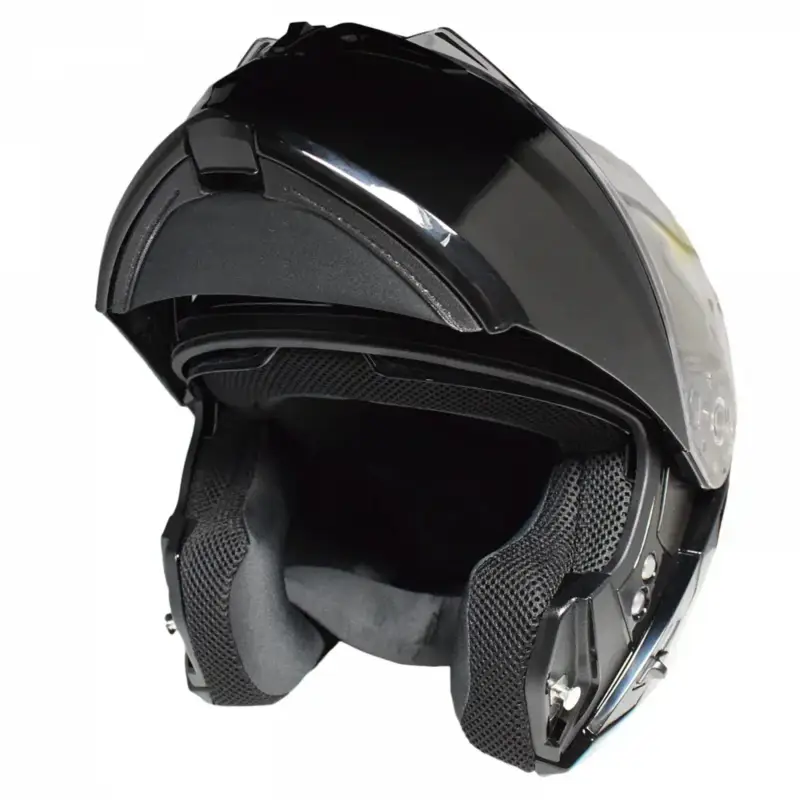 Přilba výklopná YOHE 938 Double Visor, (černá lesklá) - chybějící zobáček ventilace Vysoce Kvalitní