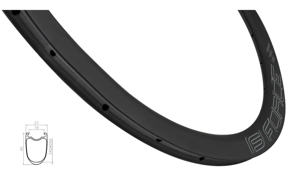 Cenově Výhodný ráfek FORCE siln. plášťový KARBON DISC 40mm, 24děr