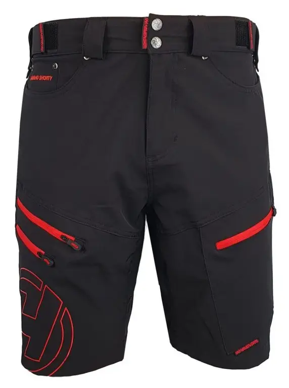 Výprodej kalhoty krátké pánské HAVEN NAVAHO SHORTY černo/červené s cyklovložkou