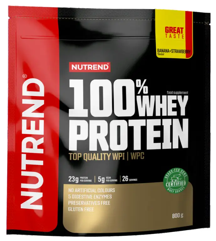 nápoj Nutrend 100% WHEY PROTEIN 800g banán+jahoda Nejlepší Volba