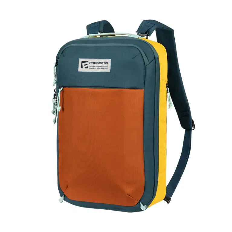 Nejlepší Cena batoh cestovní Progress TRAVEL BAG terakota/tm.modrá/žlutá