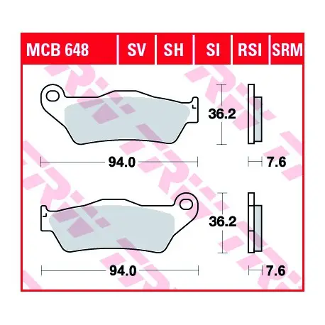 Značkový Zadní brzdové destičky TRW / Lucas Moto Guzzi1200 Sport 4V 2006 - 2007 směs SH