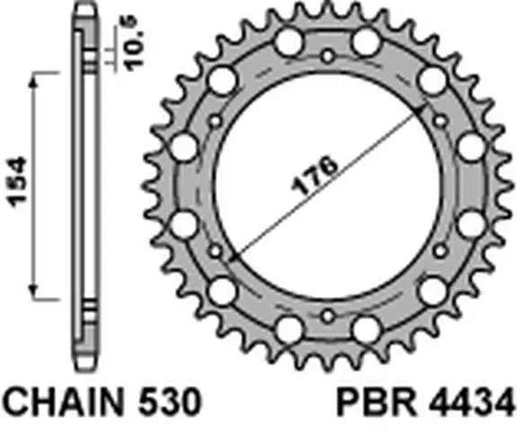 Časově Omezené PBR řetězové kolo zadní 4434 44 C45 HONDA CB 1000R (08-16) (JTR1340.44) (řetěz 530) (MADE IN ITALY)