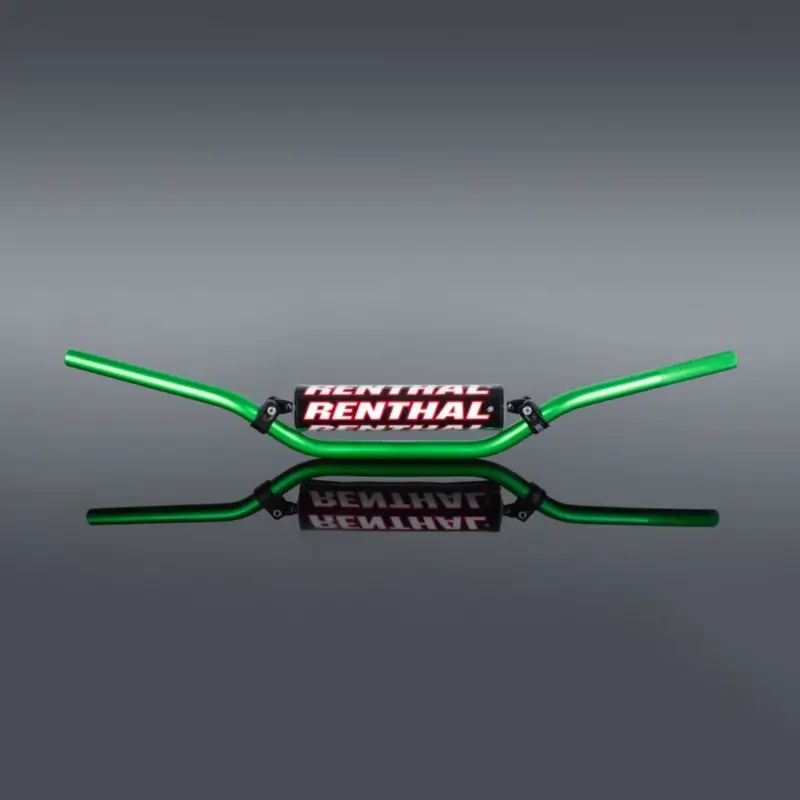 Značkový RENTHAL řidítka 7/8 (22mm) MX HANDLEBAR GREEN RC PADDED barva zelená s chráničem