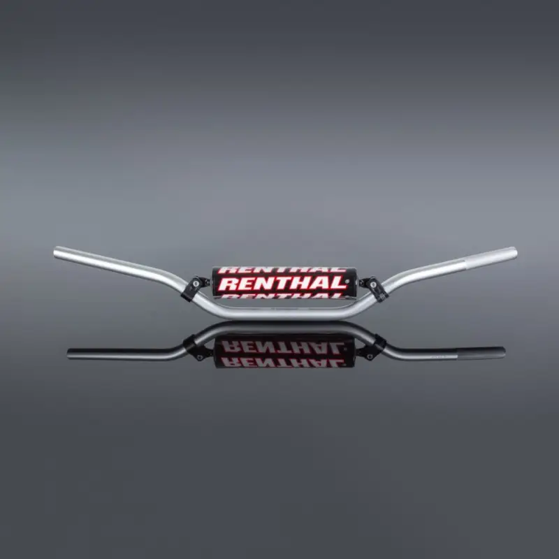 Ověřený RENTHAL řidítka 7/8 (22mm) MX HANDLEBAR SILVER VILLOPOTO / STEWART PADDED barva stříbrná s chráničem