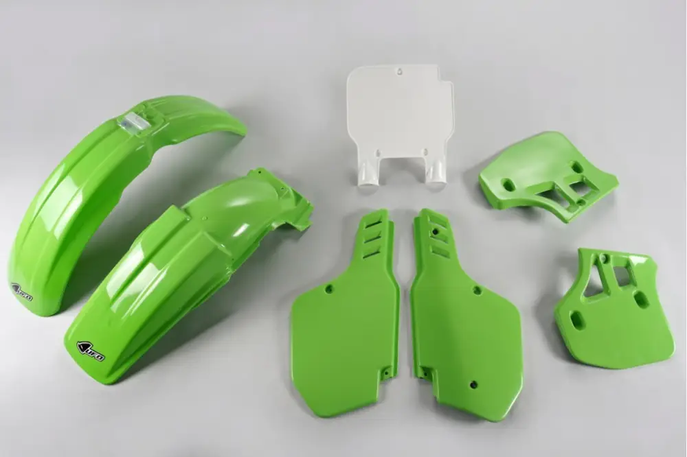 UFO kompletní sada plastů KAWASAKI KX 250 89, KX 500 89-92 barva OEM (zelená/bílá) (KA189E999) Omezená Nabídka