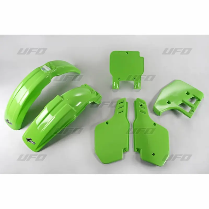 Sleva UFO kompletní sada plastů KAWASAKI KX 125 89, barva zelená (KA197E026)