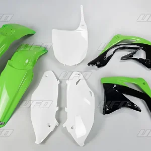 Nová Kolekce UFO kompletní sada plastů KAWASAKI KXF 450 12 barva OEM (zelená/bílá/černá) (KA217E999)