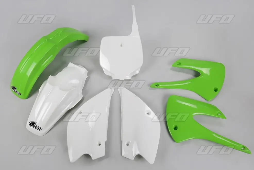 Časově Omezené UFO kompletní sada plastů KAWASAKI KX 85 01-13 barva OEM 13 (zelená/bílá) (KA218E999)