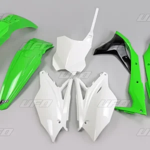 Nakupujte Hned UFO kompletní sada plastů KAWASAKI KXF 250 17 barva OEM (zelená/bílá/černá) (KA224E999)