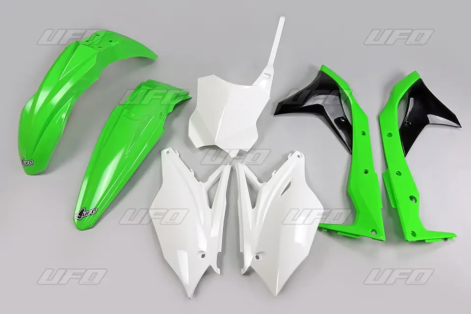 Nakupujte Hned UFO kompletní sada plastů KAWASAKI KXF 250 17 barva OEM (zelená/bílá/černá) (KA224E999)