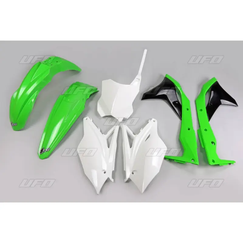 Nízká Cena UFO kompletní sada plastů KAWASAKI KXF 250 18-20 barva OEM 18 (bílá/zelená) (KA225E999)
