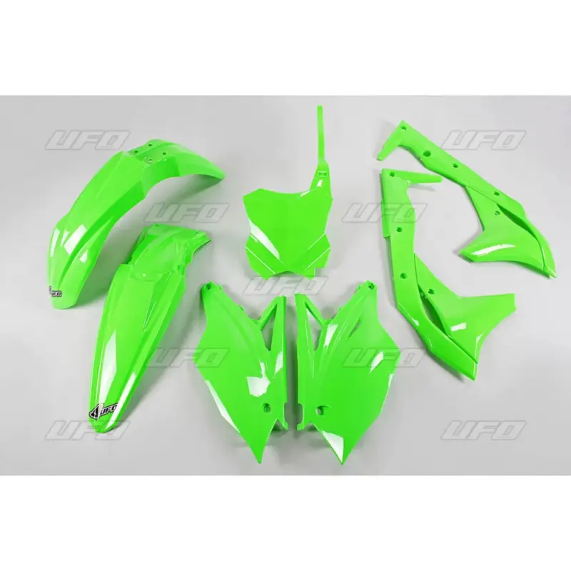 Cenová Bomba UFO kompletní sada plastů KAWASAKI KXF 250 18-20 barva zelená fluorescenční (KA225AFLU)