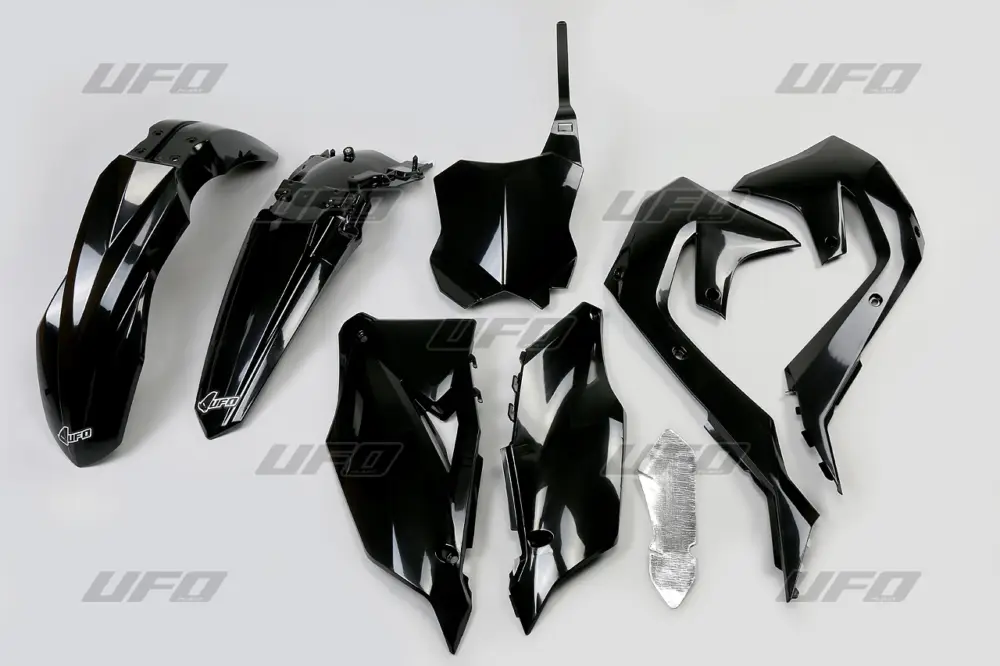 Autentický UFO kompletní sada plastů KAWASAKI KXF 250 21-24, KXF 450 19-23 barva černá (KA227E001)