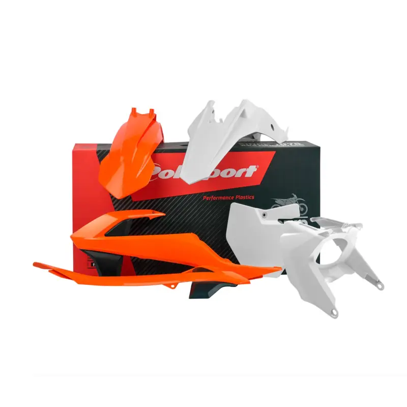 POLISPORT kompletní sada plastů KTM SX 65 16-23 sada obsahuje kryt filtru vzduchu (AIRBOX) barva oranžová bílá (OEM) Expresní Doručení