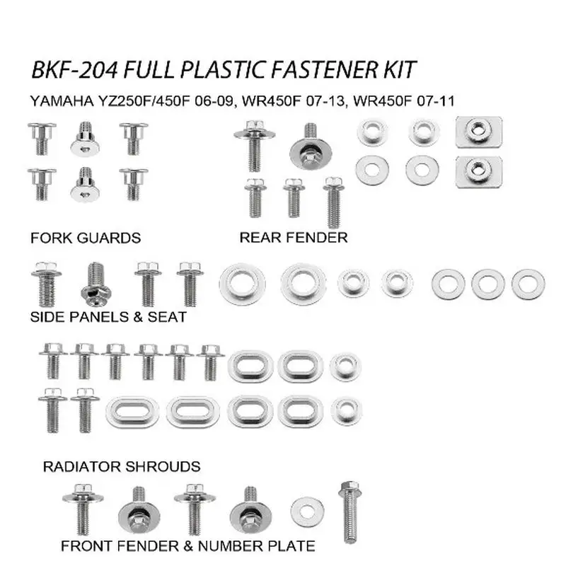 ACCEL sada šroubů do kapotáže YAMAHA YZF 250/450 06-09, WRF 250 07-13, WRF 450 07-11 (BKF-204) Top Prodej