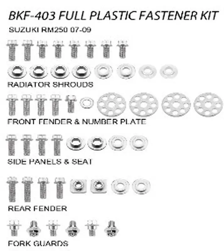 ACCEL sada šroubů do kapotáže SUZUKI RMZ 250 07-09 (BKF-403) Ihned K Objednání