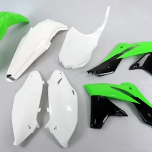 Nová Kolekce UFO kompletní sada plastů KAWASAKI KXF 250 13-16 barva OEM 14-15 (zelená/bílá/černá) (KA221E999)