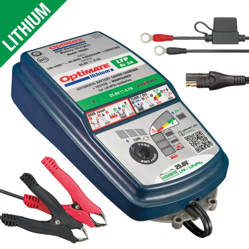 Objednat Nyní OPTIMATE nabíječka akumulátorů OPTIMATE LITHIUM 8S 25.6V / 26.4V 5A, 2,5-100AH, LFP / LIFEPO4, SAE (EL) (12)