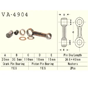 Autentický VESRAH ojniční sada KAWASAKI JS 550 (550 SX) 91-96 (C1,C2,C3,C4,C5) (vodní skútr) vyrobeno v Japonsku