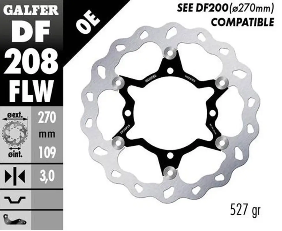 Dokud Zásoby Vydrží GALFER brzdový kotouč přední KAWASAKI KX 250F 15-23; KX 450F 15-23 (WAVE FLOATING) (270X109X3mm)