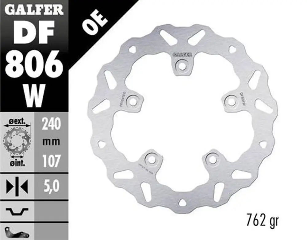 Aktuální GALFER zadní brzdový kotouč KTM 790 DUKE 18-23; 890 DUKE 21-23 (WAVE FIXED) (240X107X5mm)
