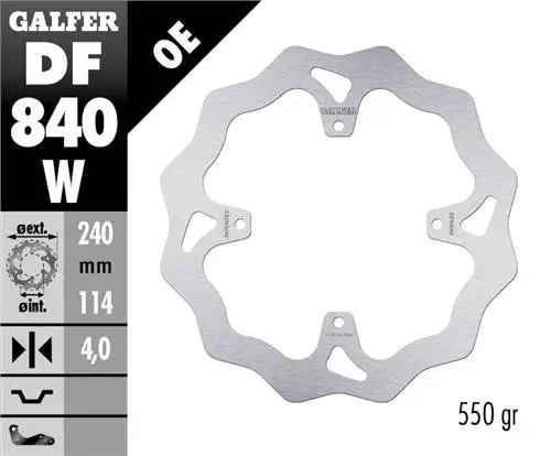 Vysoce Kvalitní GALFER brzdový kotouč zadní TM RACING MX 125-530 15-21, EN 125-530 15-21, SMR 450/530/660 15- (240X114X4mm) (4X6,25mm) WAVE