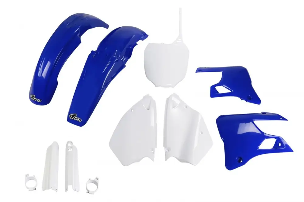 Speciální Cena UFO kompletní sada plastů (FULL KIT) s kryty přední vidlice YAMAHA YZ 125 00-01, YZ 250 00-01 barva (bílá/modrá) (YA300E999)