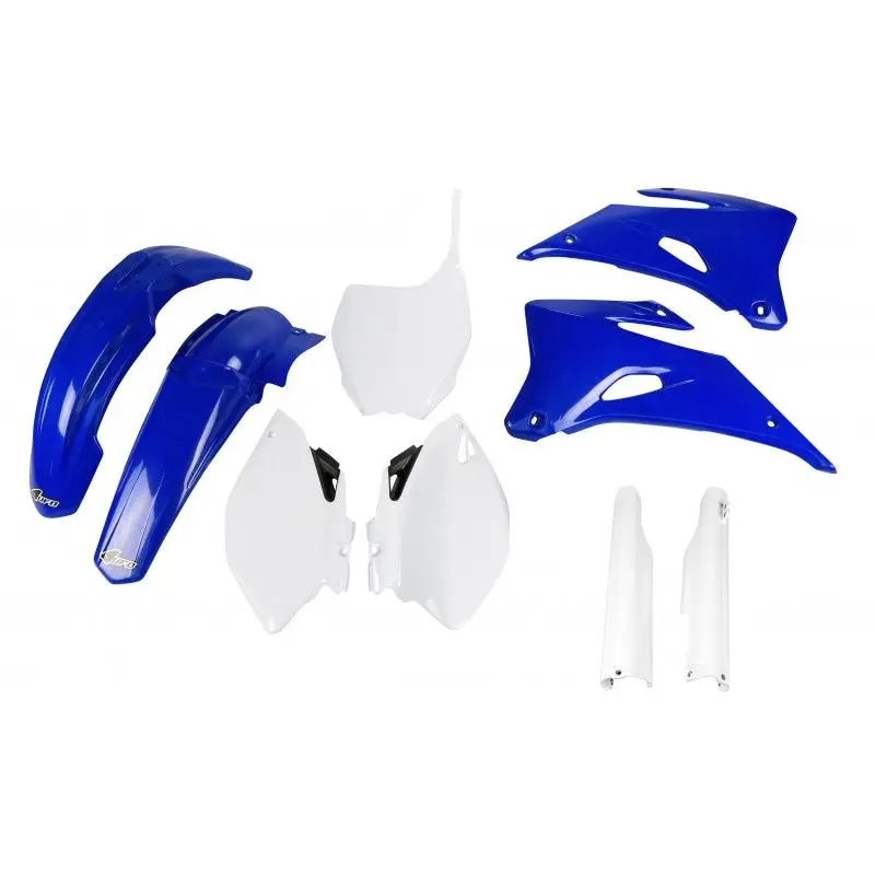UFO kompletní sada plastů (FULL KIT) s kryty přední vidlice YAMAHA YZF 250 06-09, YZF 450 06-09 barva (bílá/modrá) (YA305E999) Cenově Výhodný
