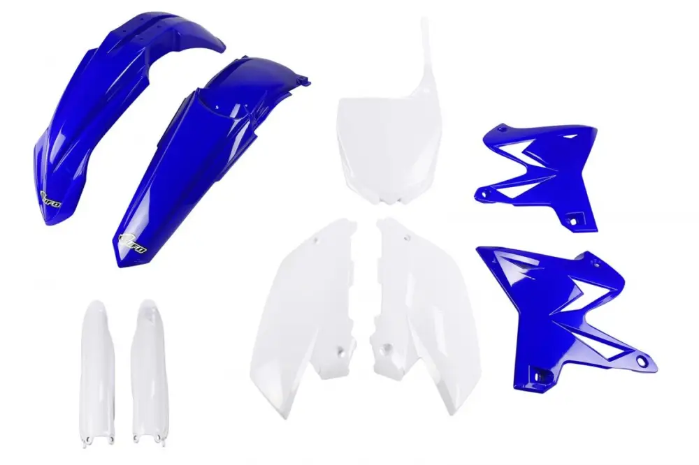 Nejlepší Cena UFO kompletní sada plastů (FULL KIT) s kryty přední vidlice YAMAHA YZ 125 / 250 02-14 restyling barva (modrá/bílá) (YA312E999)