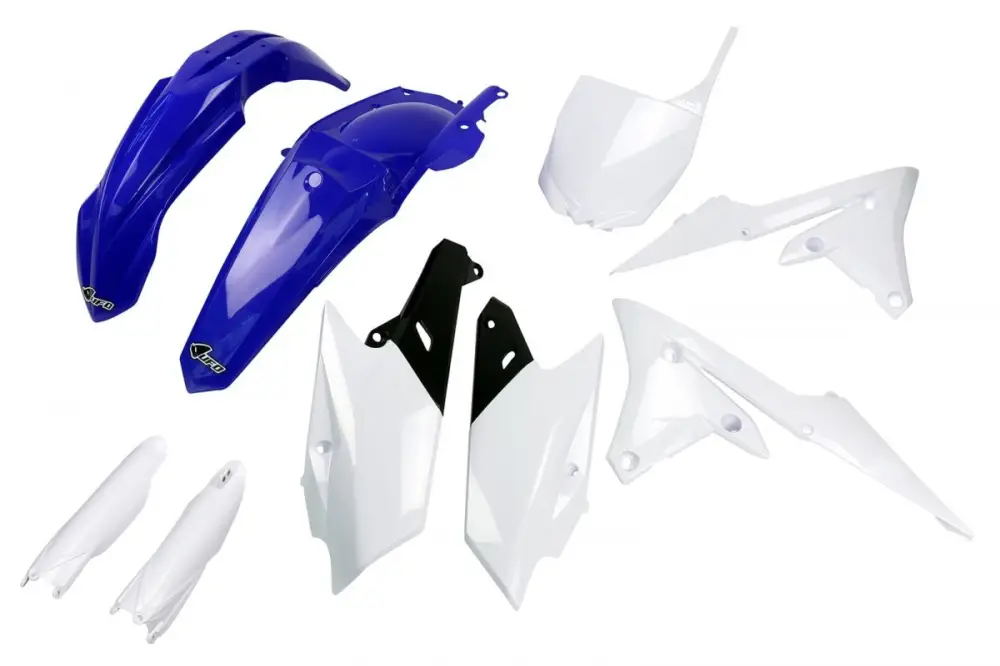 UFO kompletní sada plastů (FULL KIT) s kryty přední vidlice YAMAHA YZF 250 14-18, YZF 450 14-17 barva (modrá/bílá) (YA318E999) Cenový Hit