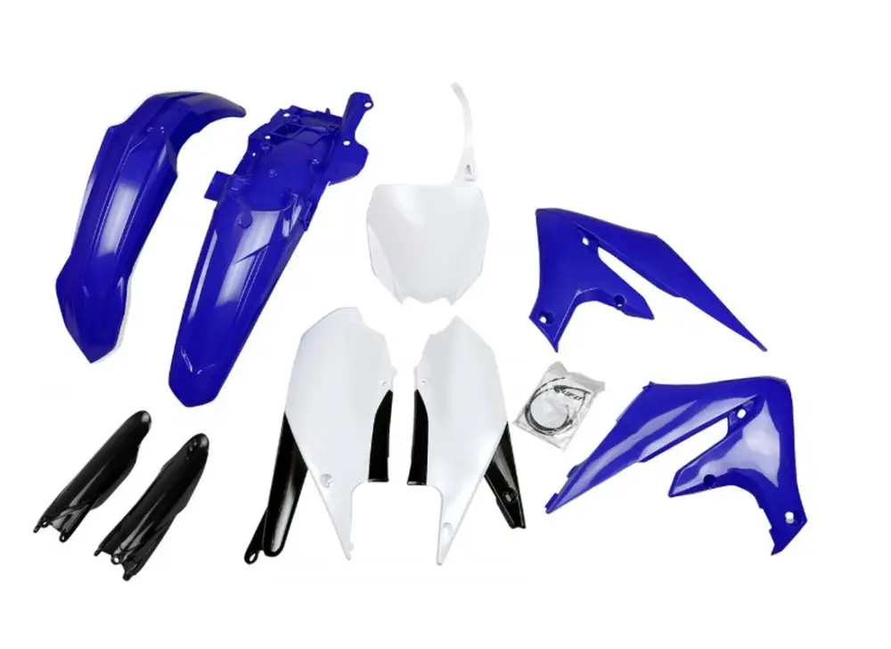 Vysoce Kvalitní UFO kompletní sada plastů (FULL KIT) s kryty tlumičů YAMAHA YZF 250 19-23, YZF 450 18-22 barva OEM modrá bílá černá