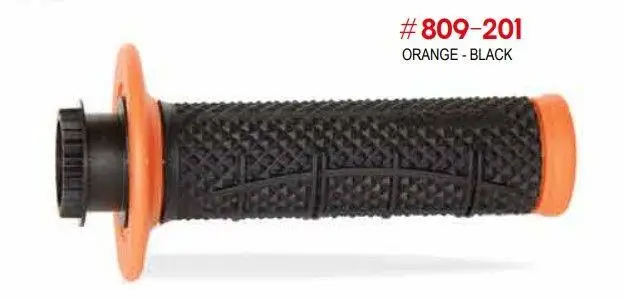 Horká Nabídka PROGRIP gripy PG809 OFF ROAD se zámkem SCS LOCK-ON + 7 adaptérů pro lanka (22+25mm) barva oranžová černá dvousložkové HALF WAFFLE délka 115mm (809-201)