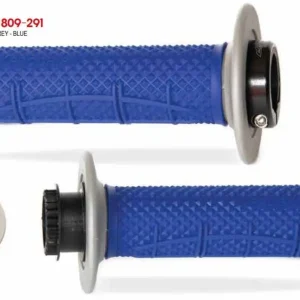 Nová Kolekce PROGRIP gripy PG809 OFF ROAD se zámkem SCS LOCK-ON + 7 adaptérů pro lanka (22+25mm) barva šedá modrá dvousložkové HALF WAFFLE délka 115mm (809-291)