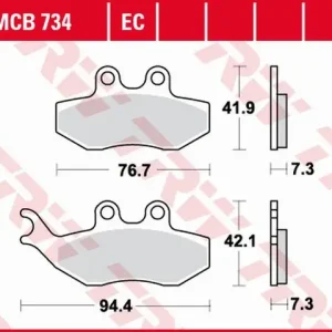 TRW ZF brzdové destičky KH194 organické APRILIA SX 50 14-, YAMAHA DT 50 04-08, TZR 50 03-20, XT 125 05-11, přední Vysoce Kvalitní